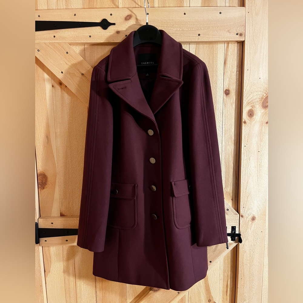 Talbots size 8 women’s lightweight lined car coat in rich aubergine colo…